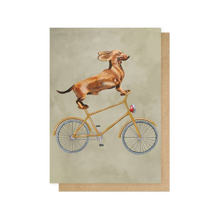 Kaart Dachshund On Bicycle