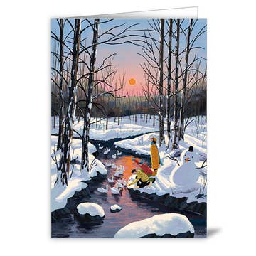 Kaart Feeding Ducks In The Winter