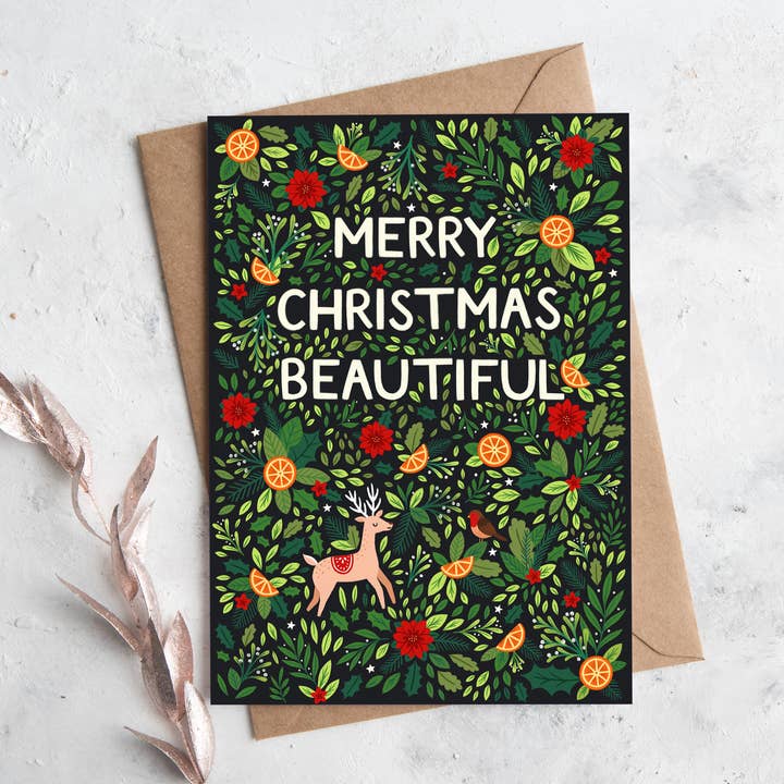 Kaart Merry Christmas Beautiful