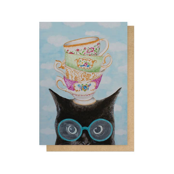 Kaart Cat With Cups