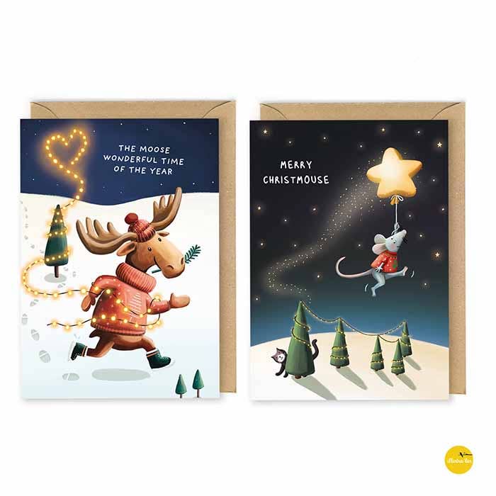 Illustralies Kerstkaarten Set # 11
