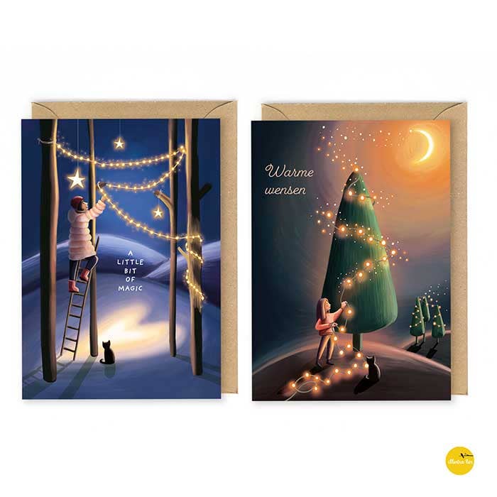 Illustralies Kerstkaarten Set # 7