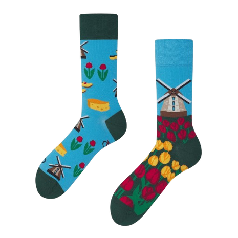 De nombreuses chaussettes de matins tulipes néerlandais