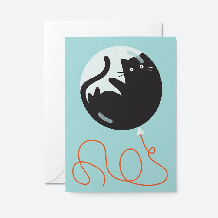 Kaart Cat In Balloon