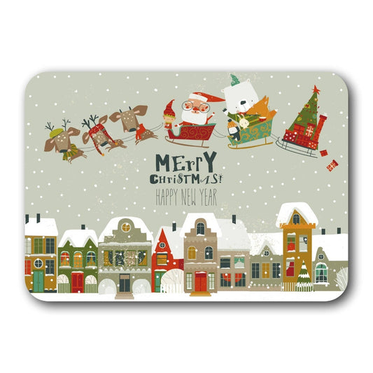 Kaart Santa Claus On Sleigh With Reindeers