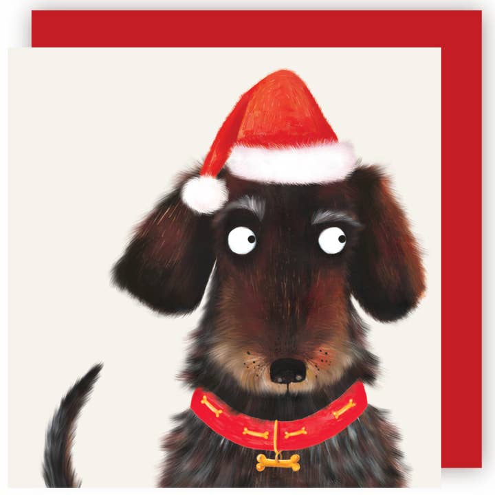 Kaart Dachshund Santa Hat