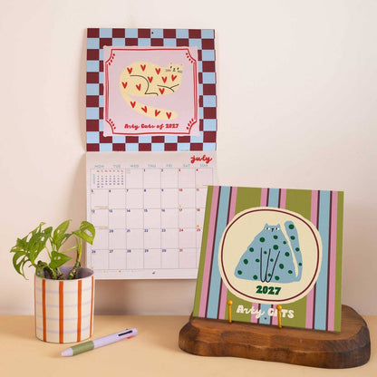 2027 Compact Wall Calendar | Arty Cats