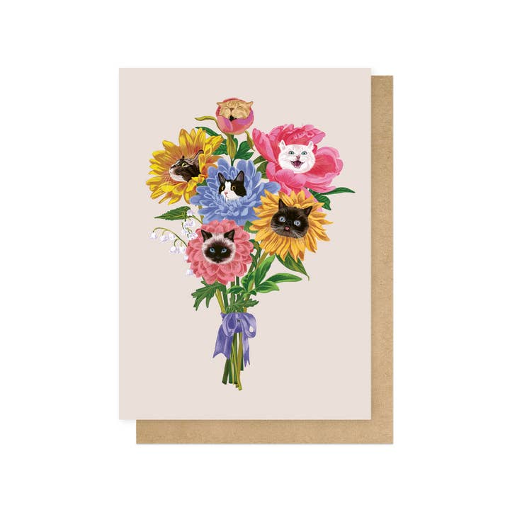 Kaart Cat Flowers