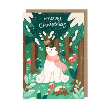 Kaart Merry Christmas Bear & Robin