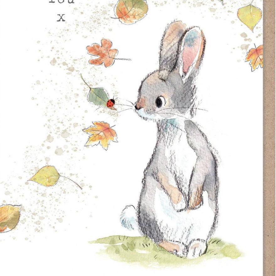 Kaart Thinking Of You | Rabbit With Leaves