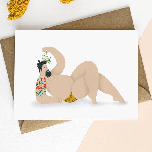 Kaart Sexy Man Mistletoe