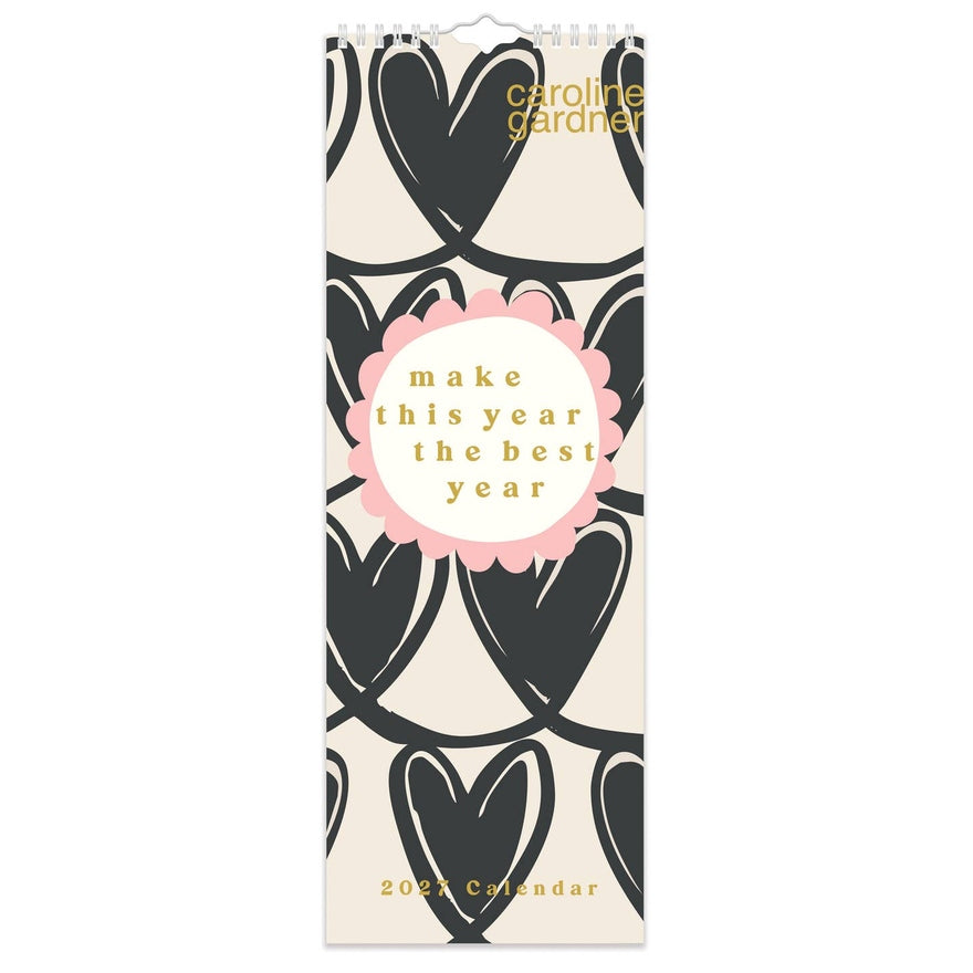 Caroline Gardner 2027 Hearts/Mixed Prints Slim Calendar