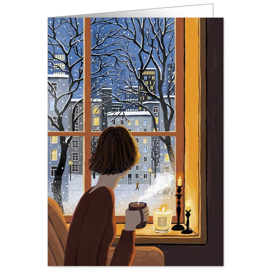 Kaart Woman Drinking Coffee By The Window