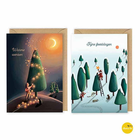 Illustralies Kerstkaarten Set # 10