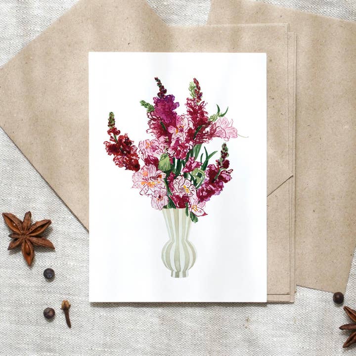 Kaart Pink Flower Bouquet