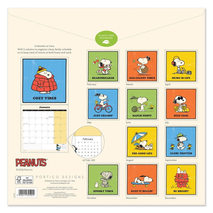 Snoopy Square 2027 Calendar