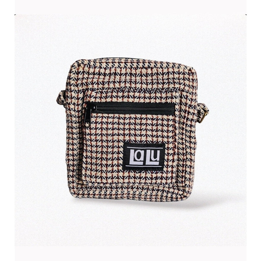 Ravi Checkered Crossbody Bag | Nettle and cotton