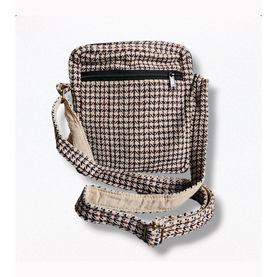Ravi Checkered Crossbody Bag | Nettle and cotton