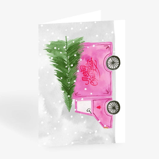 Kaart Kerstboom Op Vrachtwagen