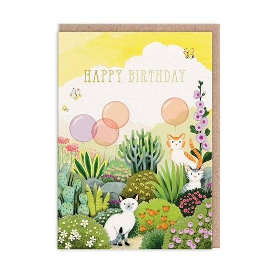 Carte Joyeux anniversaire | Jardin pour chats