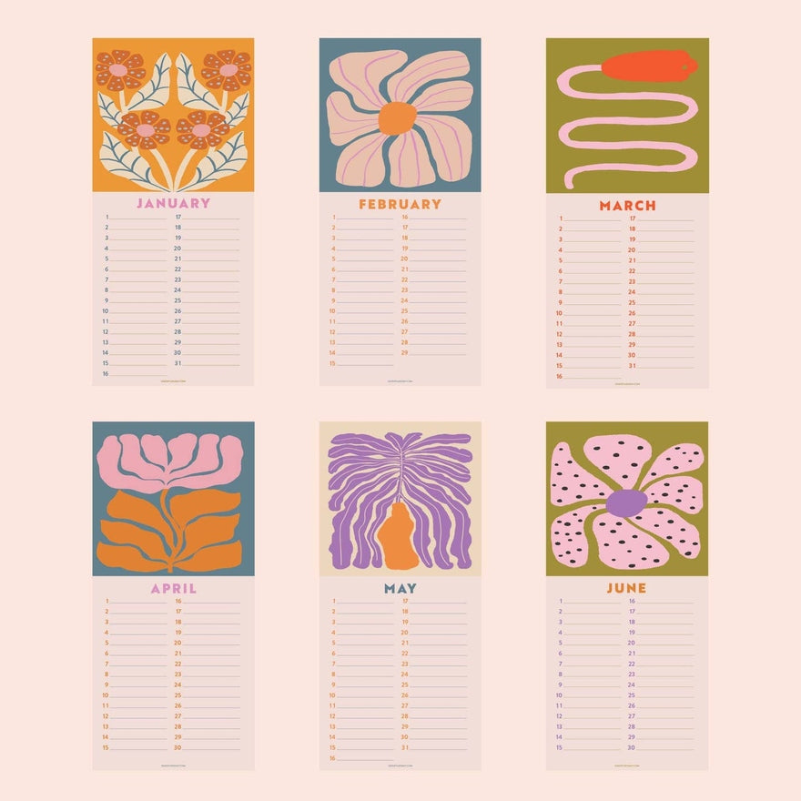Undated Birthday Calendar | Les Fleurs