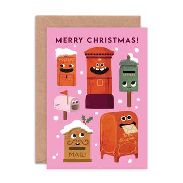 Kaart Christmas Postbox Faces