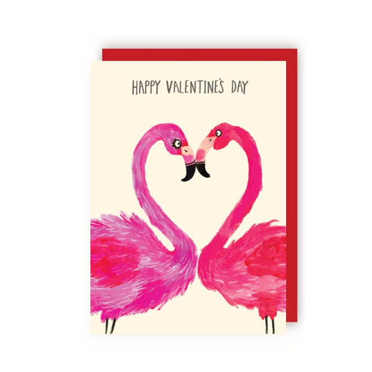 Carte Happy Valentine's Flamingos