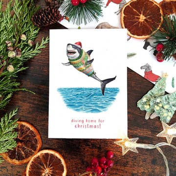 Kaart Diving Home For Christmas