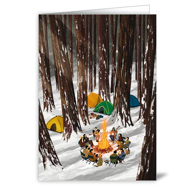 Kaart Camping In Snowy Forest