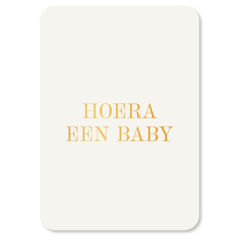 Kaart + Envelop Hoera Een Baby | Goudfolie | Met Envelop